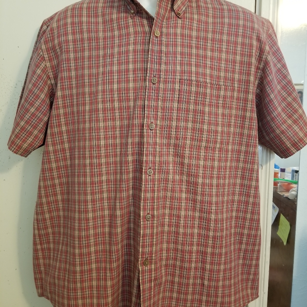 Van Heusen Light Red Plaid Medium Shirt